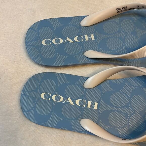 Coach Classic Signature Light Blue Flip Flops - Size 10B - Picture 5 of 7